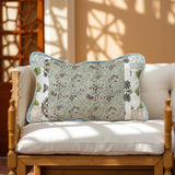 Kiran - Linen Patchwork Hand-Blocked Pillow