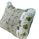 Kiran - Linen Patchwork Hand-Blocked Pillow