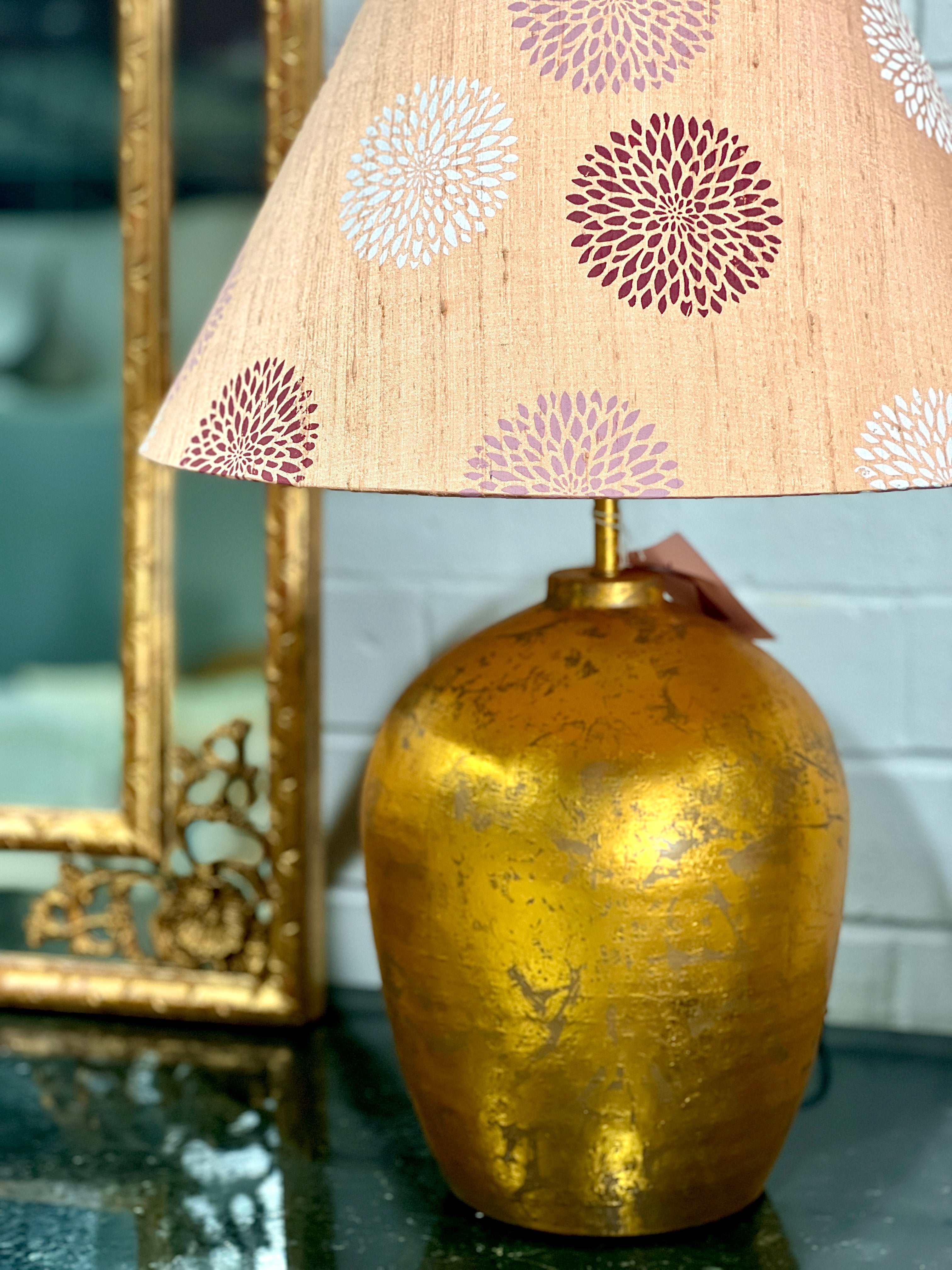 Gold Leaf Metal Jar Lamp