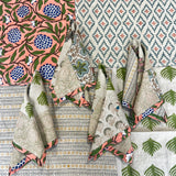 Raw Linen Patchwork Hand-Blocked Napkins