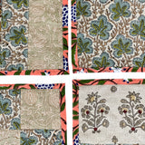 Raw Linen Patchwork Hand-Blocked Napkins