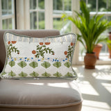 Prabha - Linen Patchwork Hand Blocked Pillow