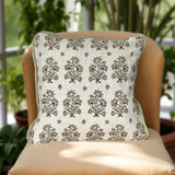 Disha #2 - Linen Patchwork Hand-Blocked Pillow