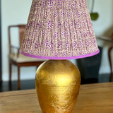 Evelyn / Violet and Purple Flowered Pleated Empire Lampshade w/ PInk Trim
