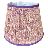 Evelyn / Violet and Purple Flowered Pleated Empire Lampshade w/ Purple Trim