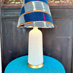Sade / Blue Striped African Mud Cloth Bespoke Empire Lampshade