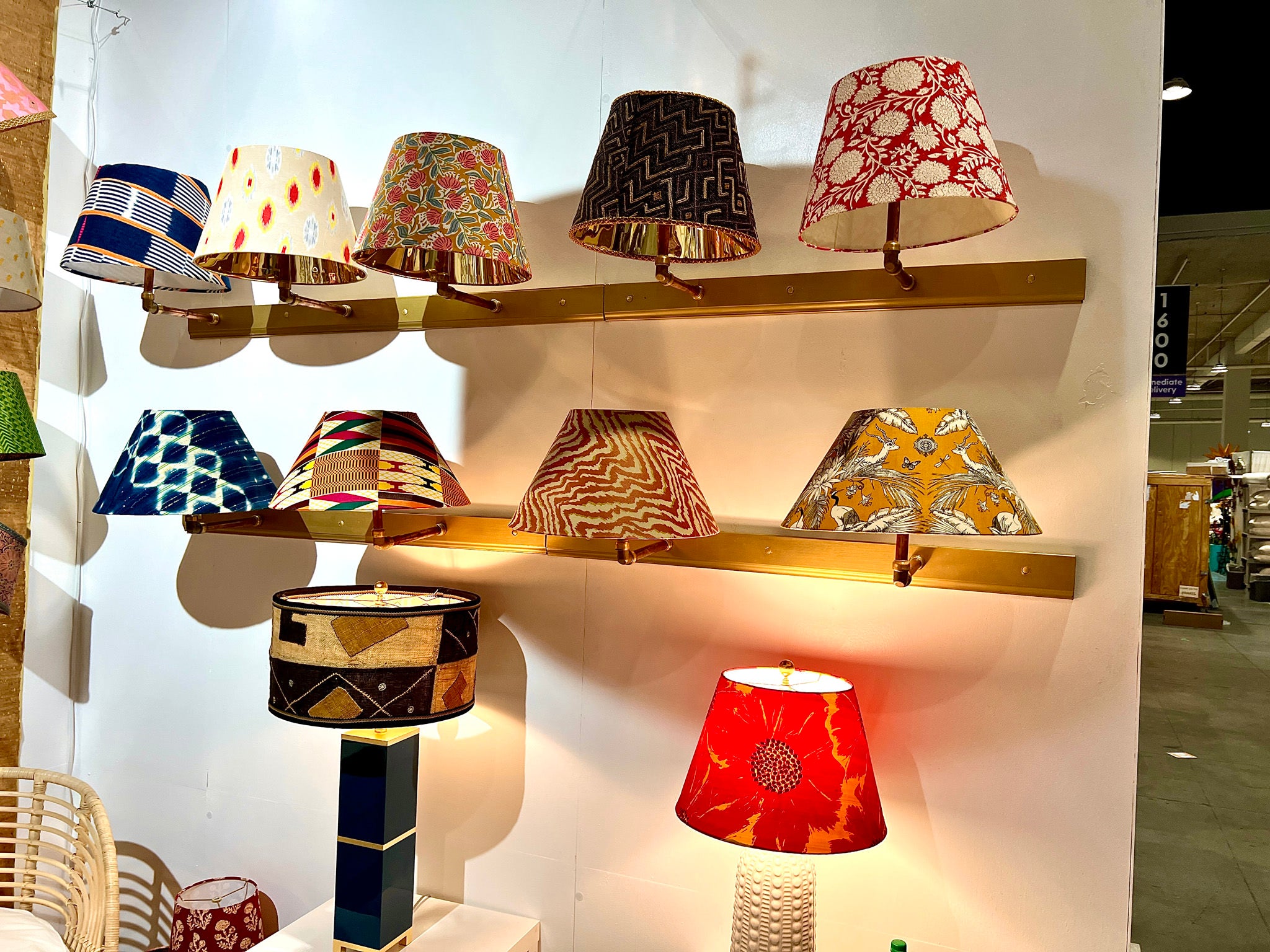 different colors and designs of lampshades