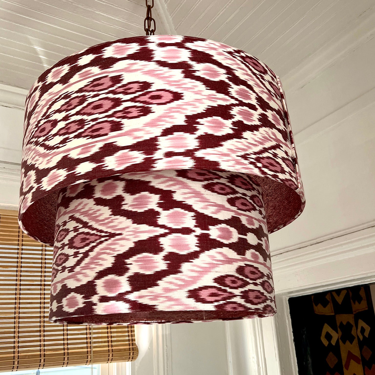 pink and deep purple tiered lampshade