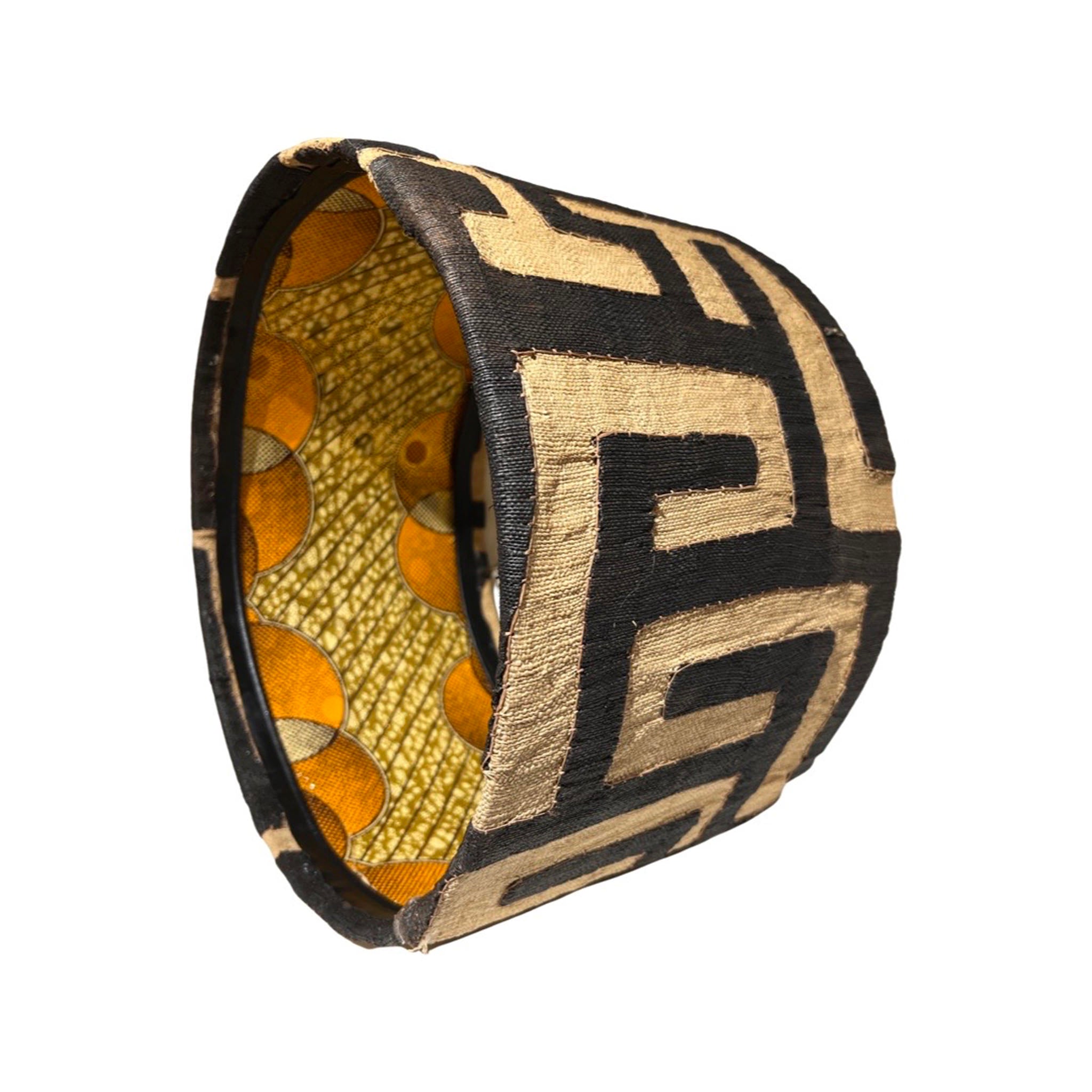 black and light brown kuba cloth lampshade