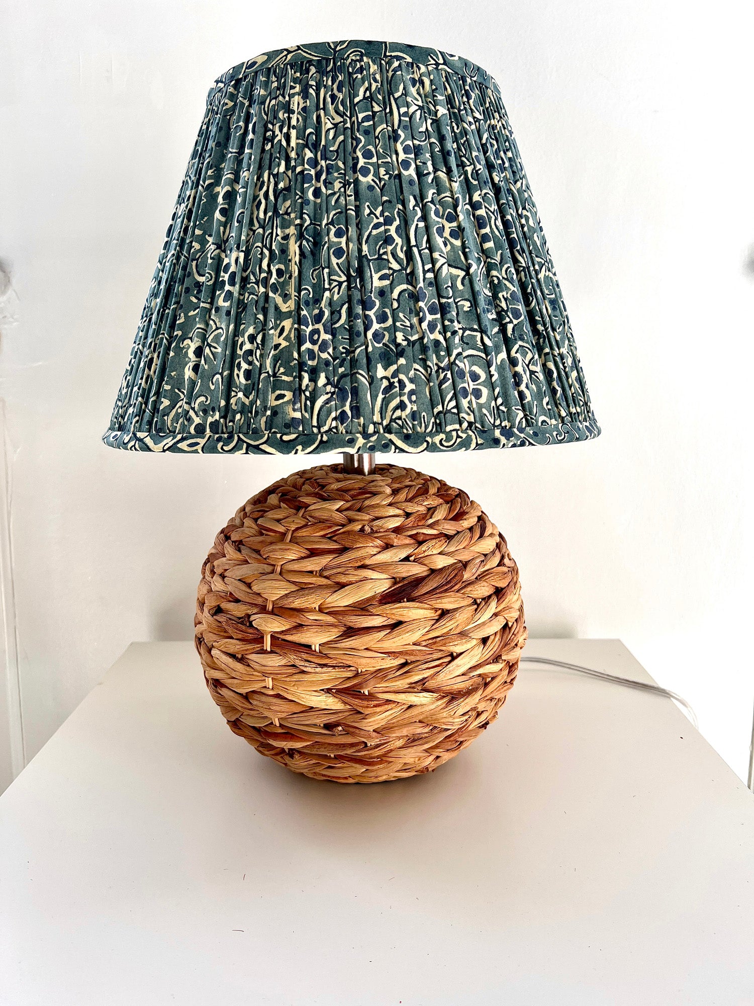 Ellie Empire - Blue and Cream Pleated Empire Lamp Shade