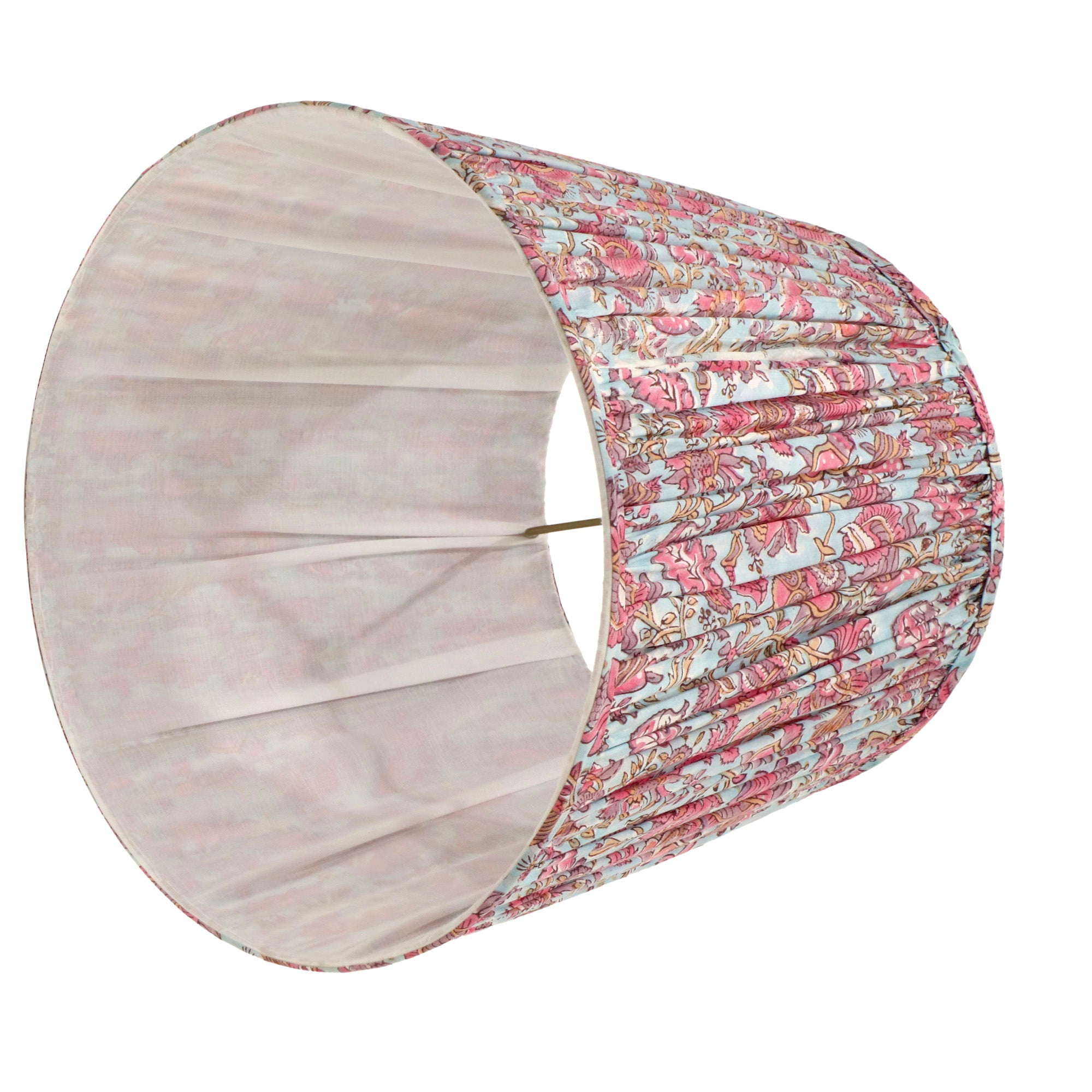 Grace / Blue and Pink Flowered Pleated Lamp Shade