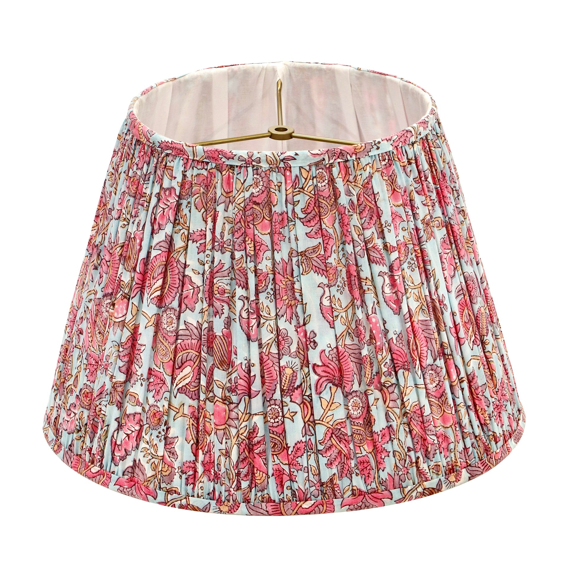 Grace / Blue and Pink Flowered Pleated Lamp Shade