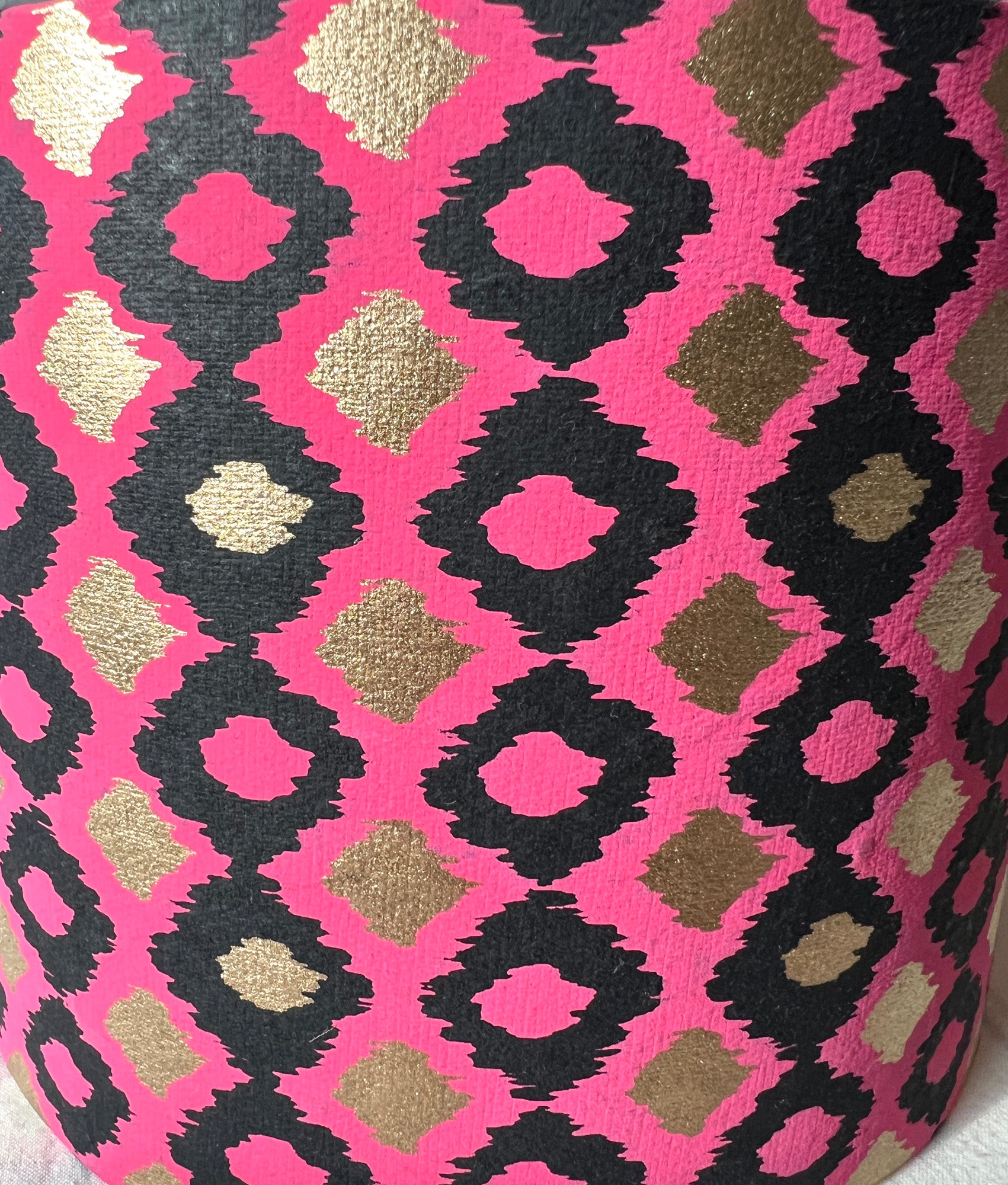Hazel – Pink Gold & Black Paper Drum Lamp Shade