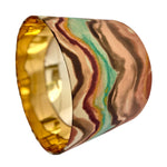 James / Contemporary Wave Print Drum Lamp Shade W/ Gold Interior