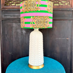 Katherine – Pink / Pink & Green Striped Tiger Drum Lamp Shade