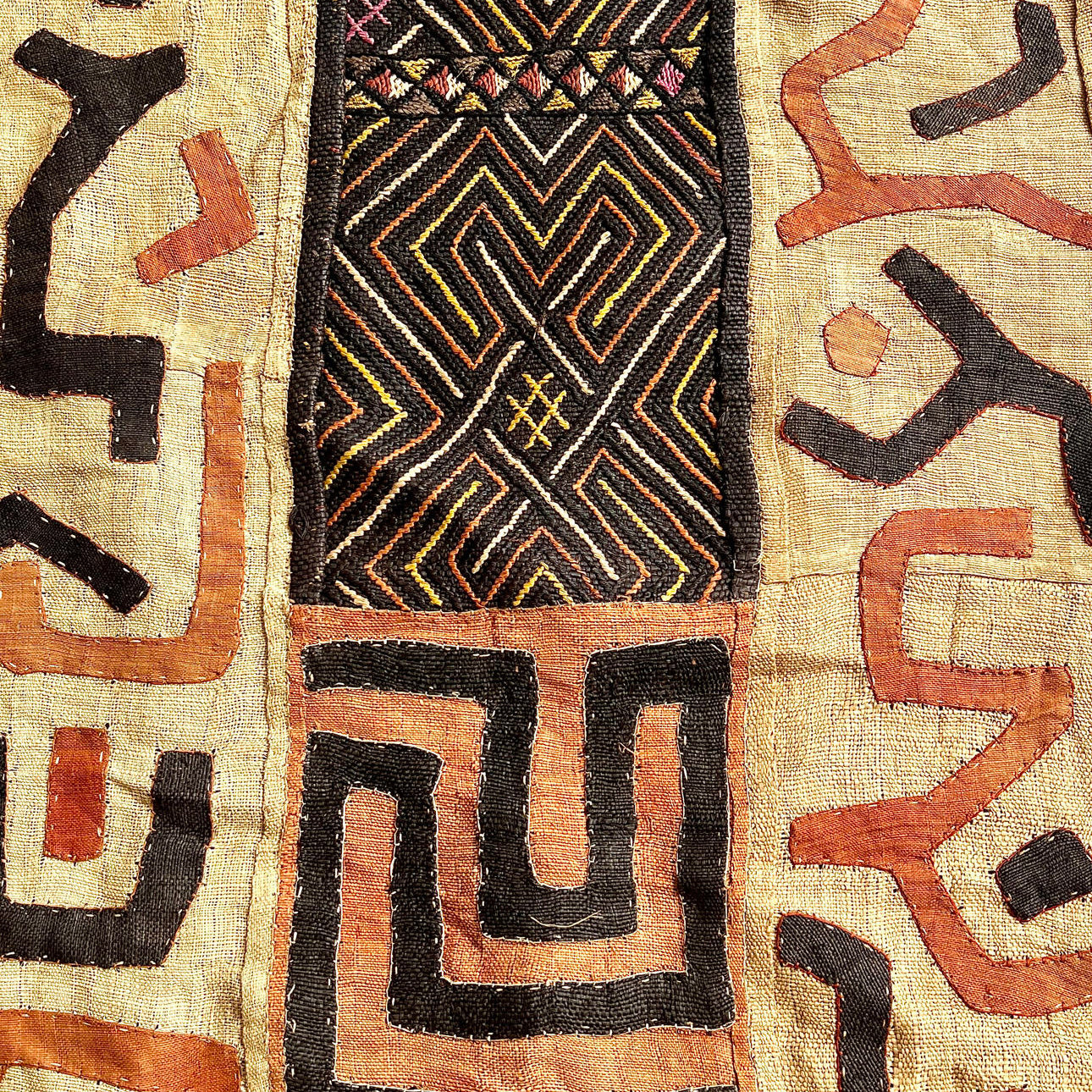 black, beige, dark brown kuba cloth