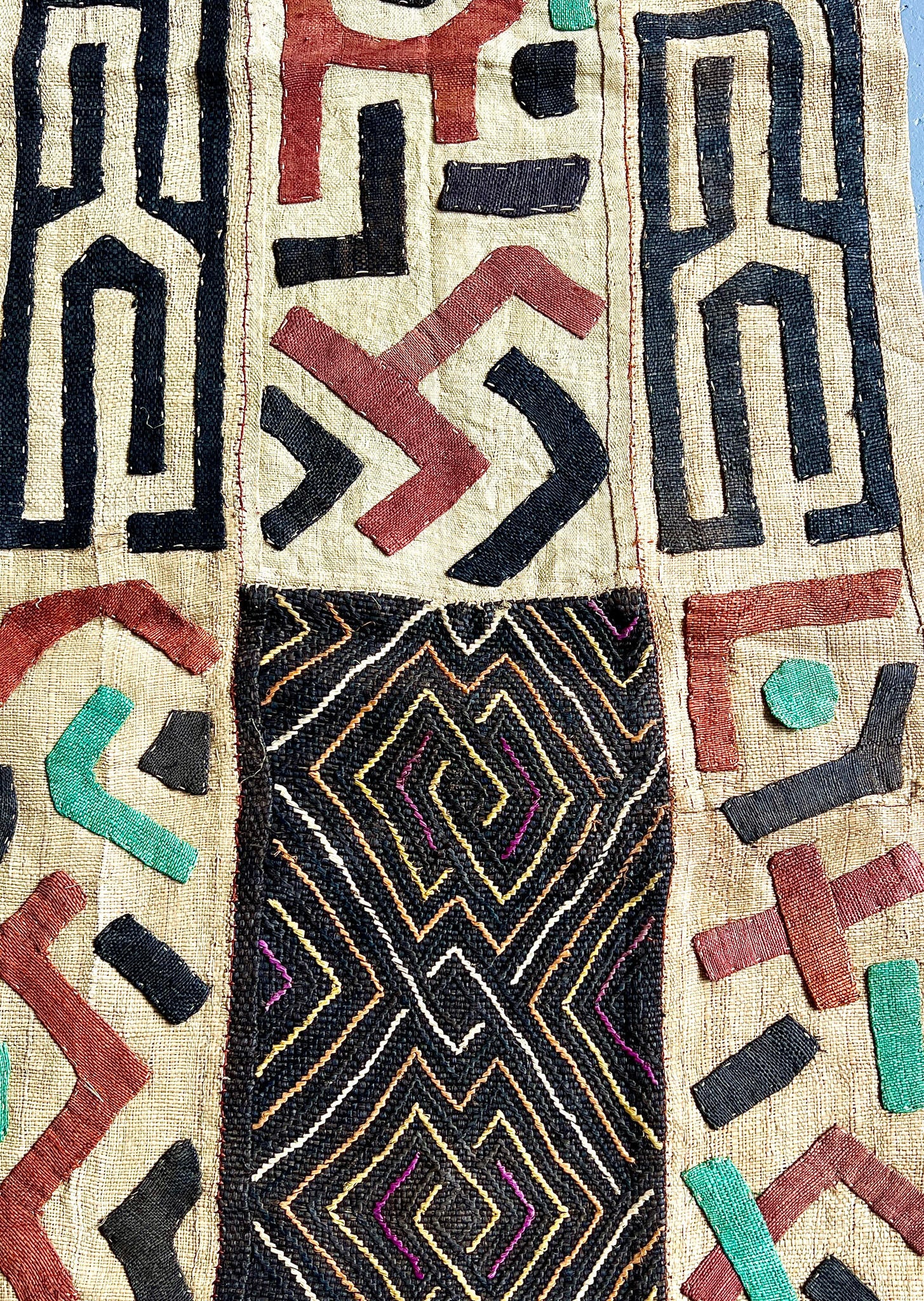 beige, aqua, black, dark brown, kuba cloth