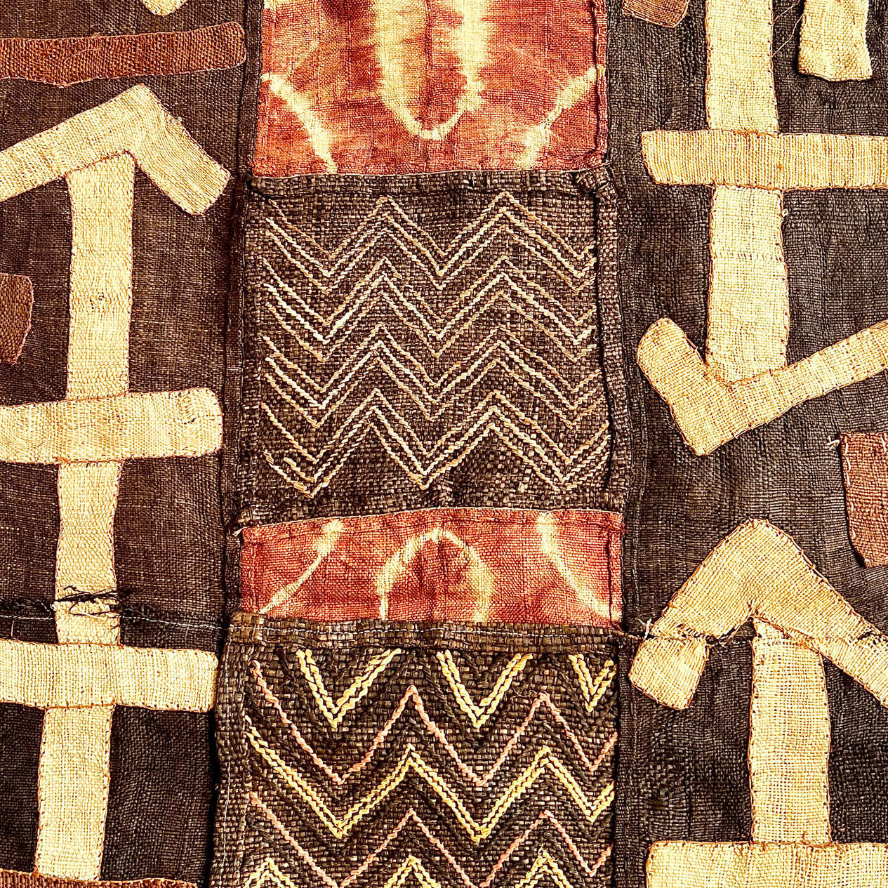 dark brown, beige and maroon kuba cloth
