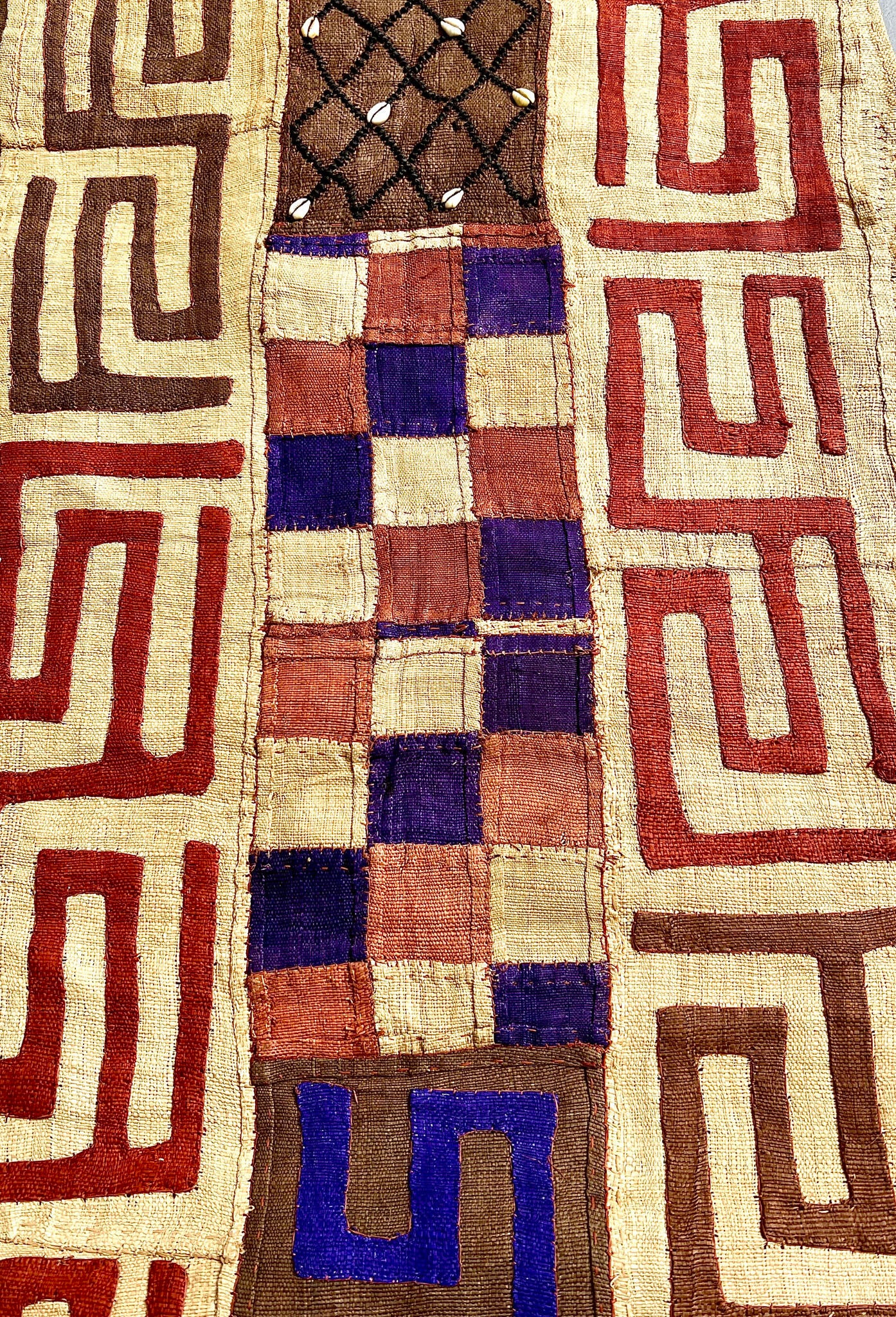 beige, dark brown, black, purple kuba cloth