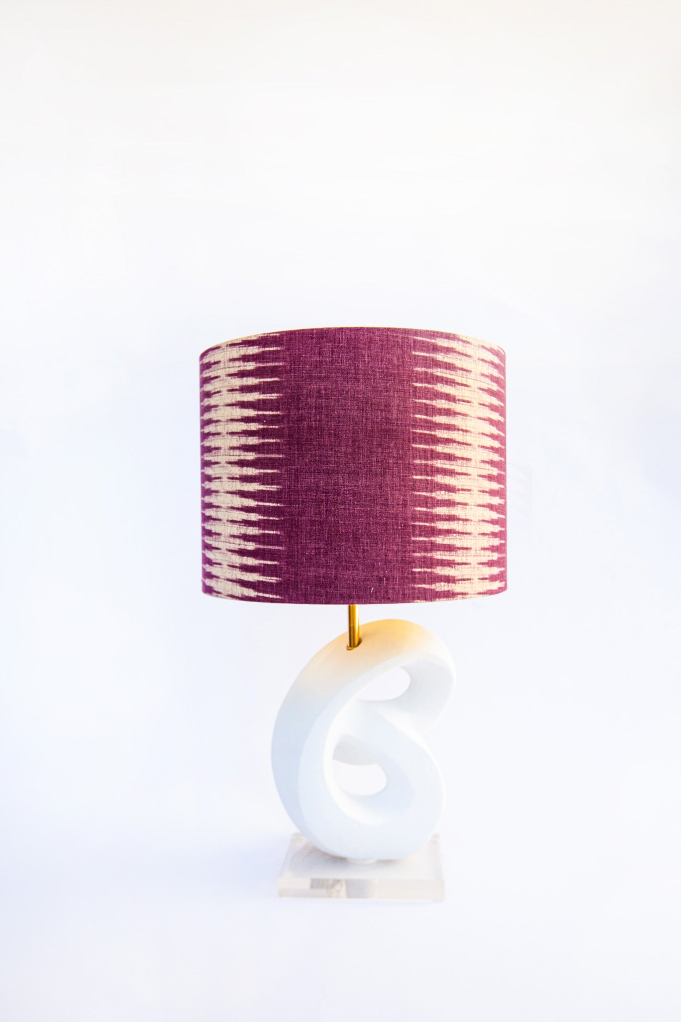 pink drum lampshade and white lamp