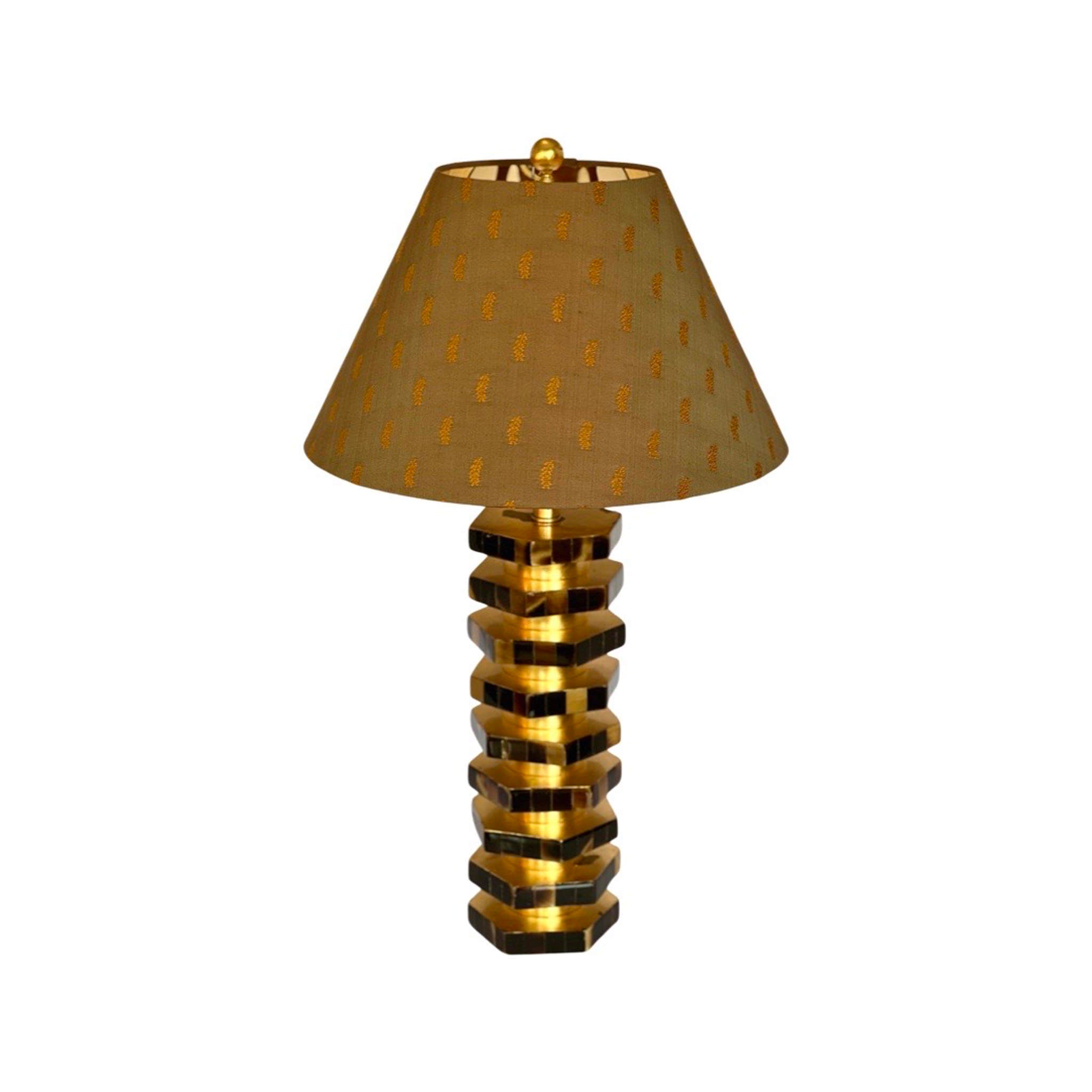 brown empire shade on gold and black lamp