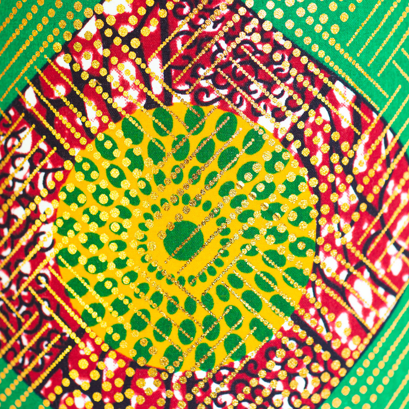 yellow, brown and green fabric