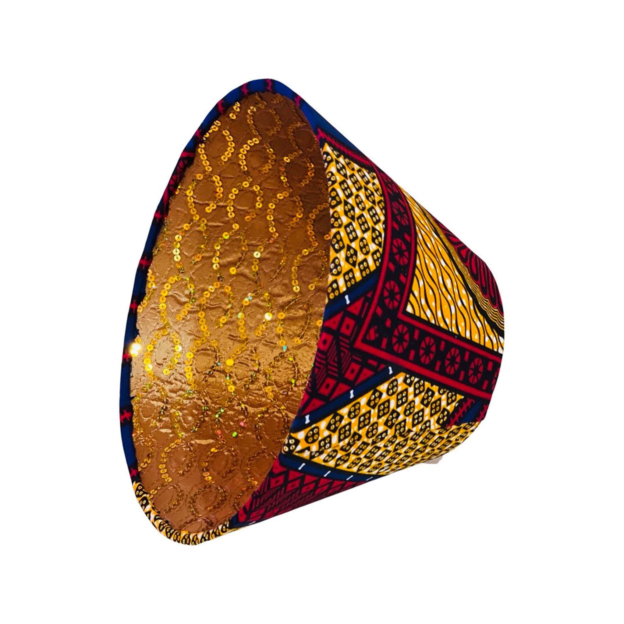 maroon, black and beige lampshade