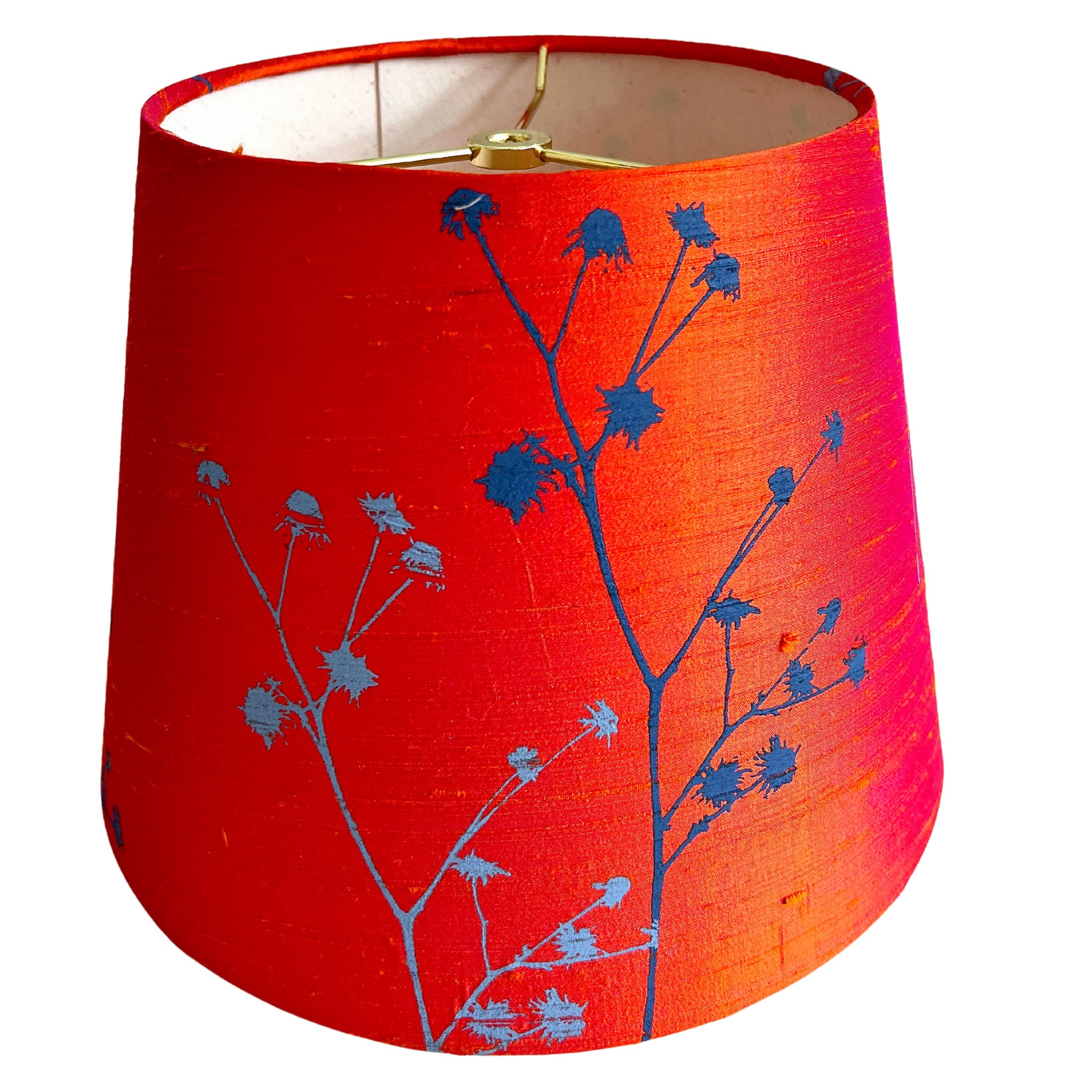 Cotton Sprig / Iridescent Orange Dupioni Silk Empire Lampshade by Paige Hathaway Thorn