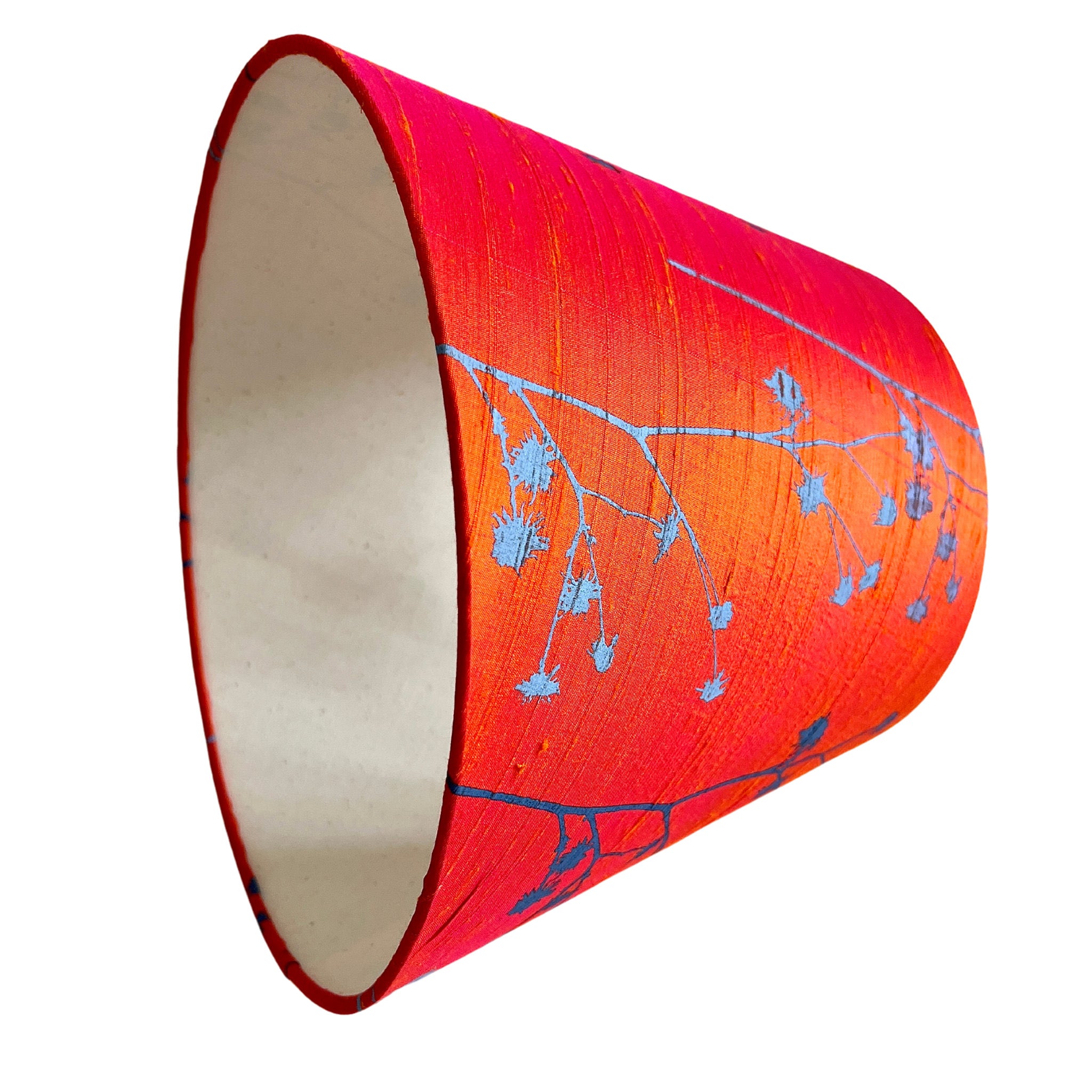 Cotton Sprig / Iridescent Orange Dupioni Silk Empire Lampshade by Paige Hathaway Thorn