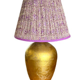 Evelyn / Violet and Purple Flowered Pleated Empire Lampshade w/ PInk Trim