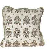 Disha #2 - Linen Patchwork Hand-Blocked Pillow