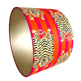 Katherine / Pink & Orange Striped Tiger Drum Lamp Shade
