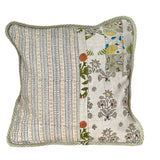 Disha #2 - Linen Patchwork Hand-Blocked Pillow