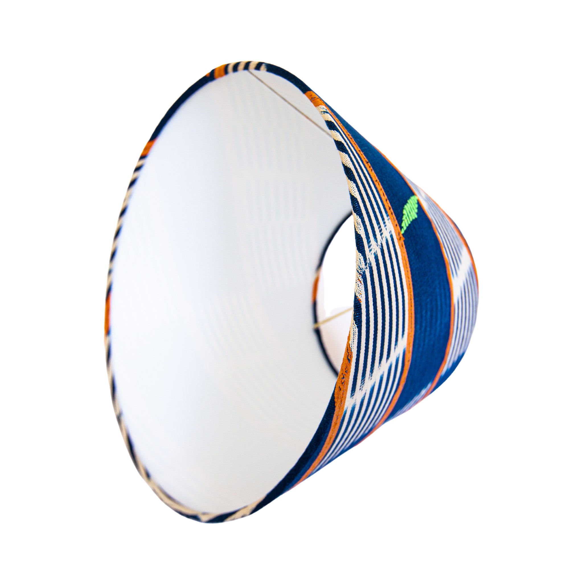 Sade / Blue Striped African Mud Cloth Bespoke Empire Lamp Shade