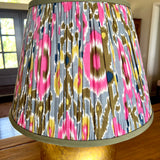 Chloe / Colorful Ikat Pleated Empire Lampshade w/ Olive Trim
