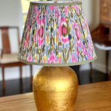 Chloe / Colorful Ikat Pleated Empire Lampshade w/ Olive Trim