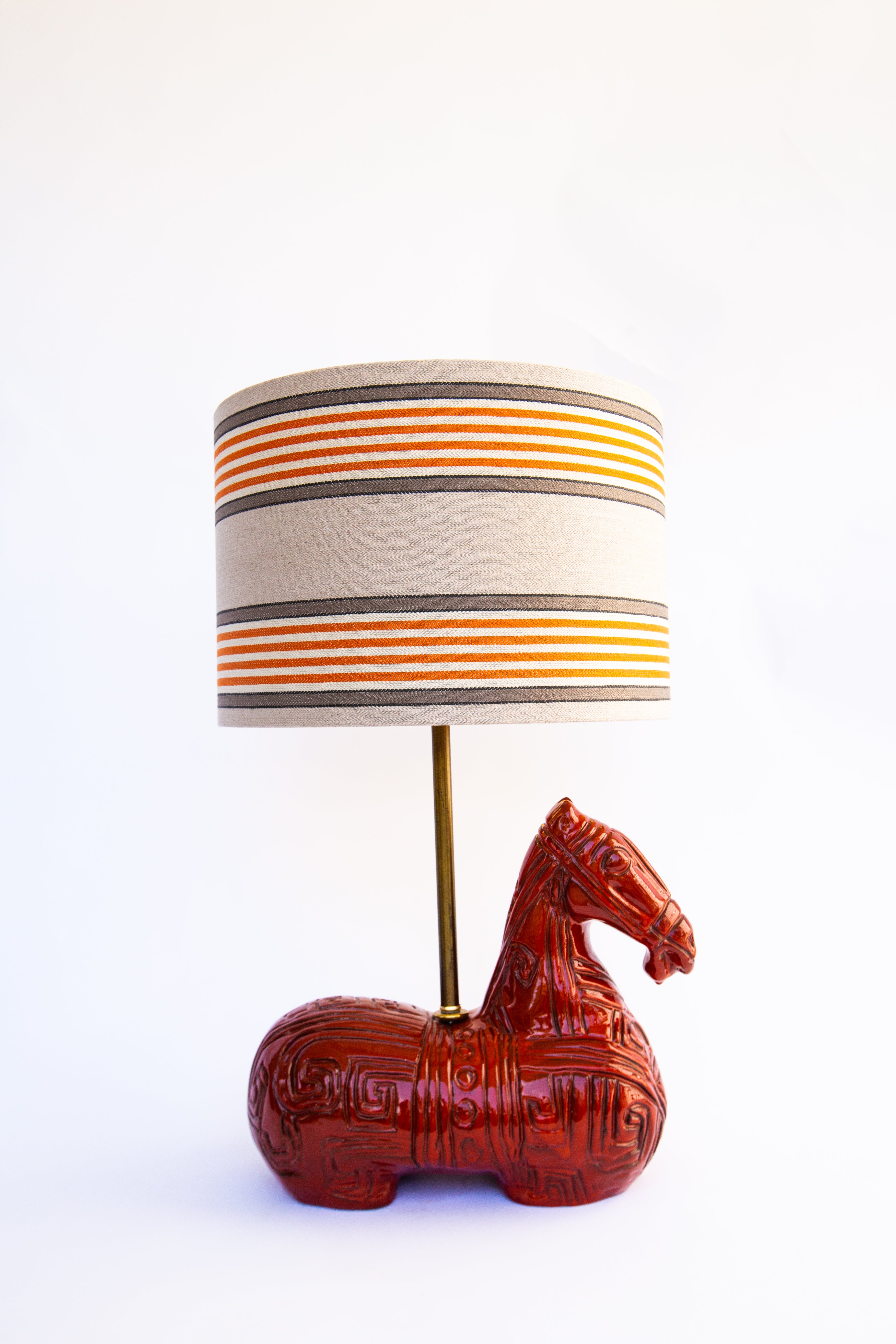 Vintage Bitossi Red Ceramic Horse Lamp