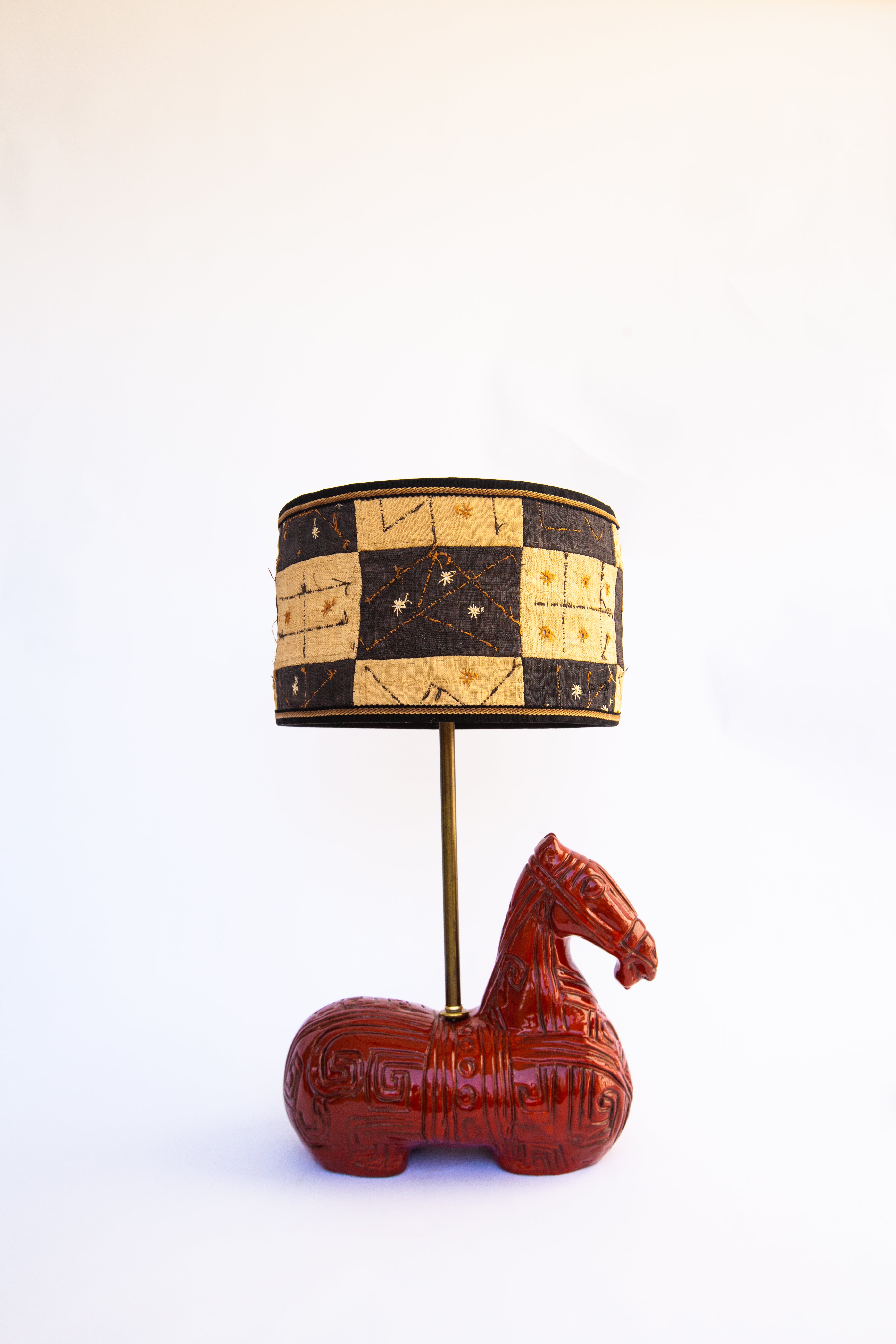 Vintage Bitossi Red Ceramic Horse Lamp