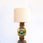 Large Midcentury Modern Glazed Turquoise Ceramic Lamp