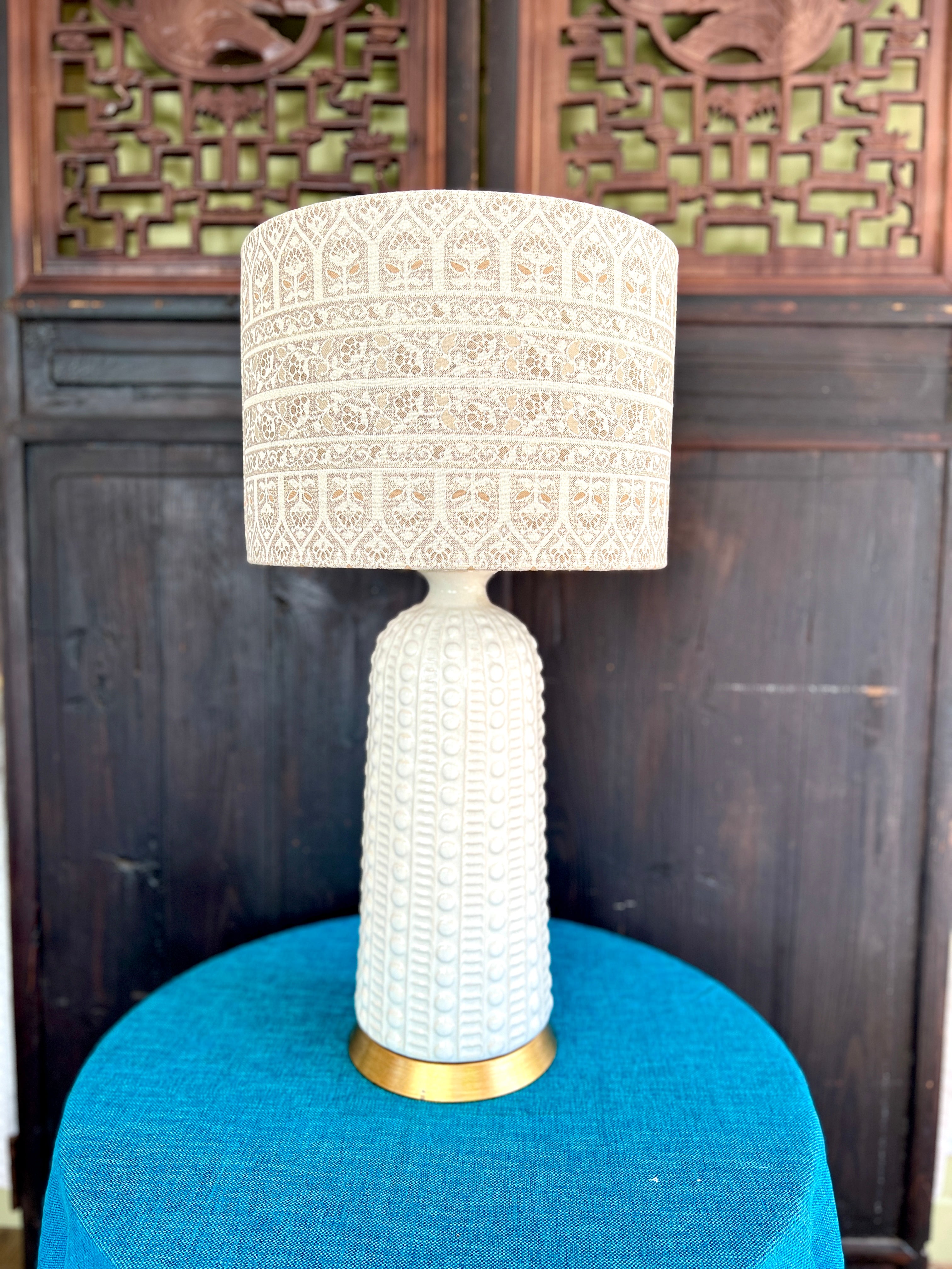 Izzy / Cream Boho Style Bespoke Drum Lampshade