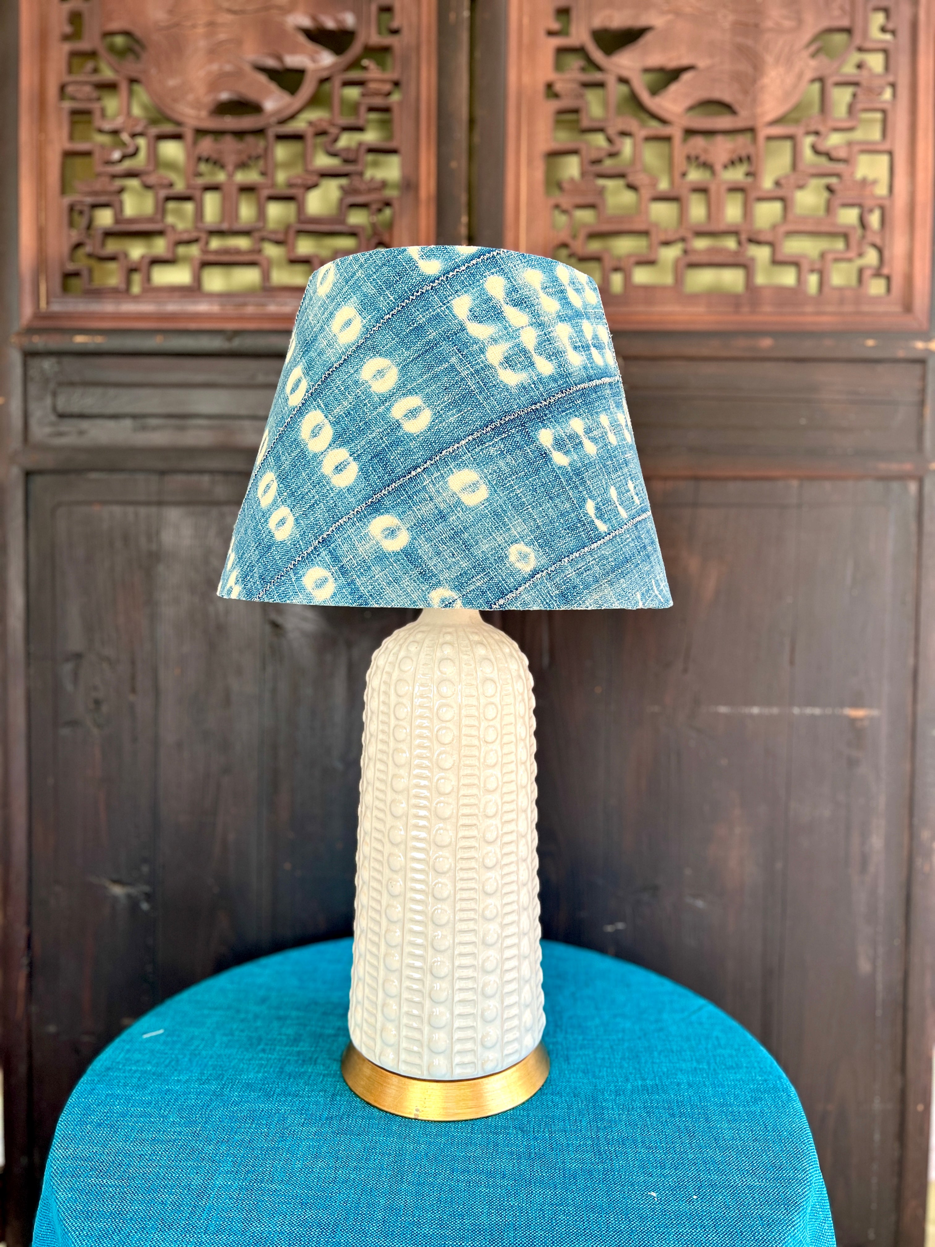 Rickie / Indigo African Mud Cloth Empire Lampshade