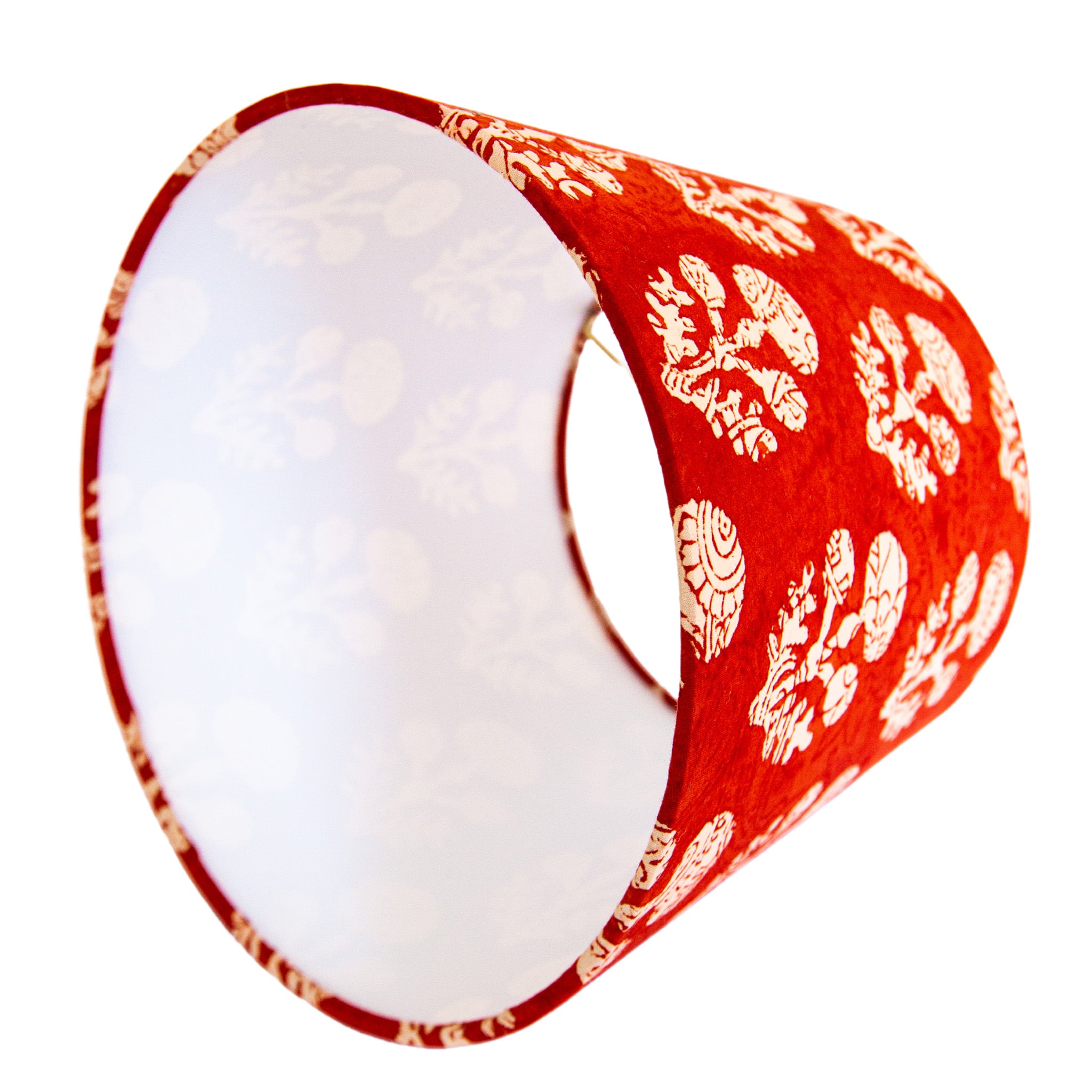 Ali – Red & White Foliage Blockprint Bespoke Empire Lamp Shade