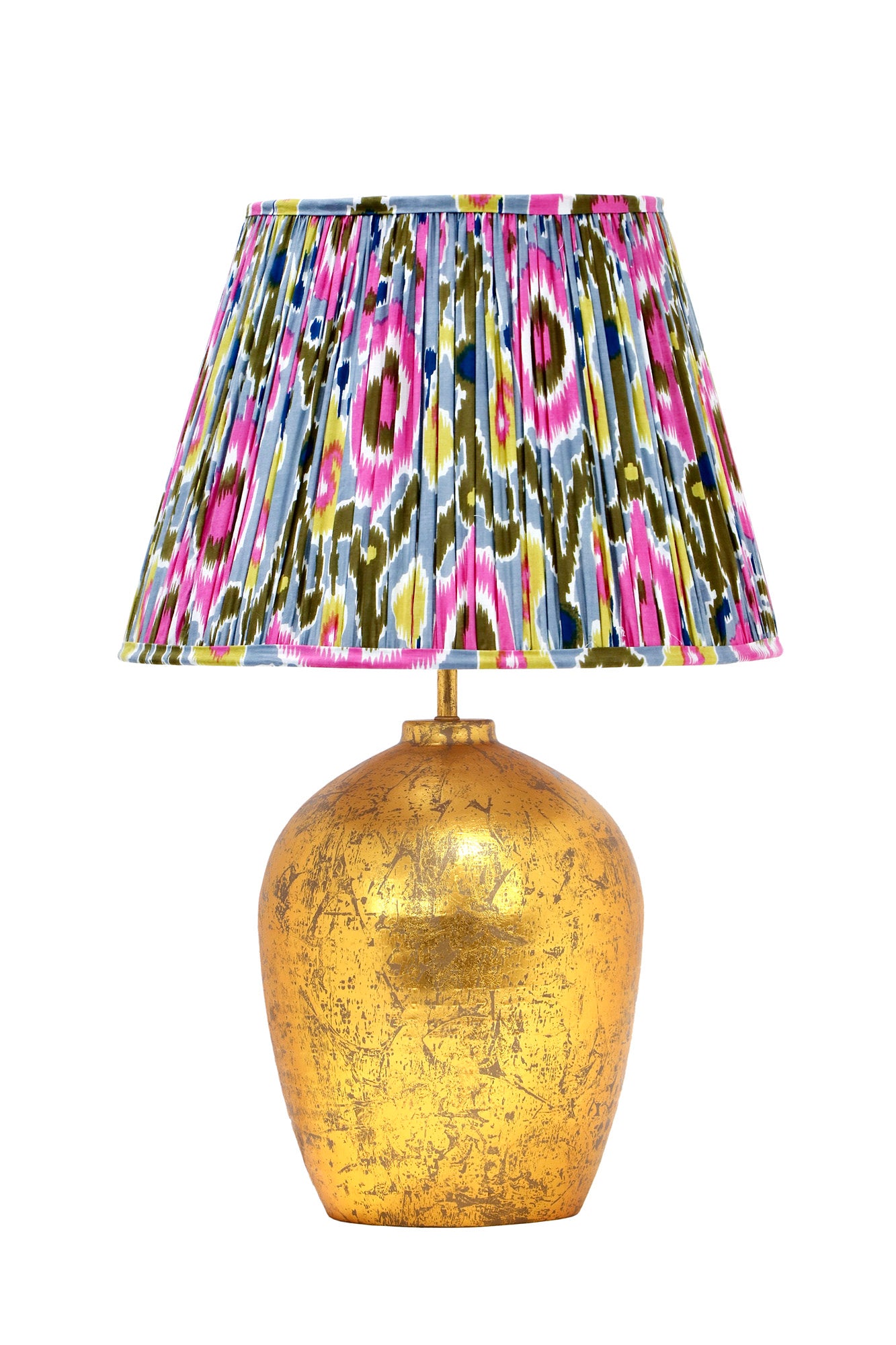 Chloe / Colorful Ikat Pleated Empire Lampshade