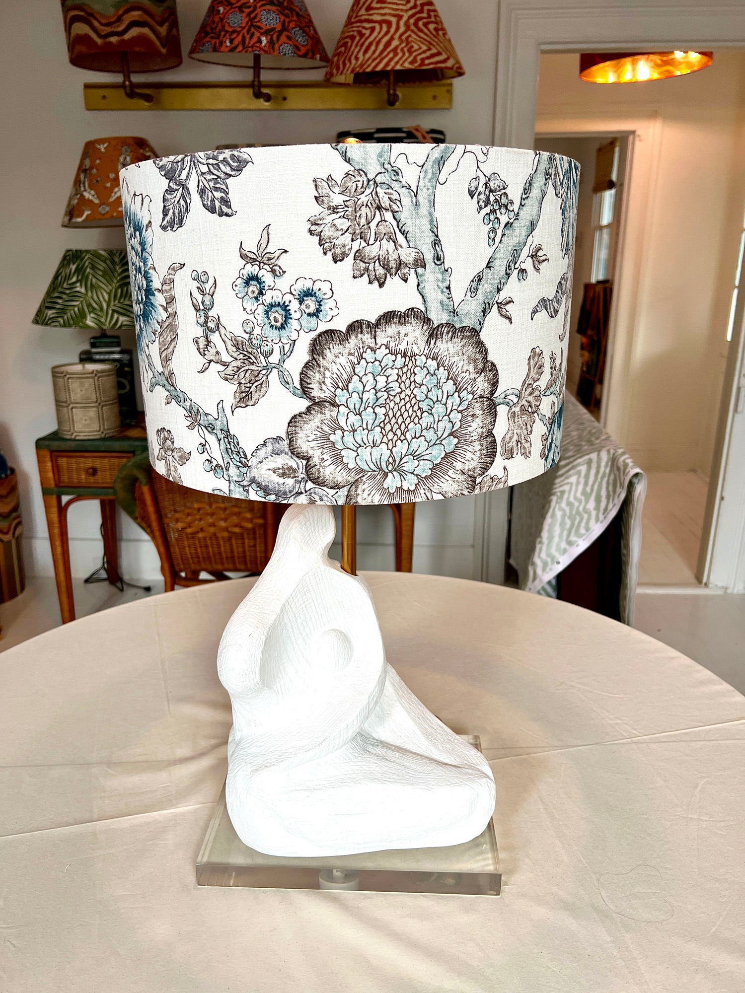 Cora – Floral Linen Drum Lamp Shade