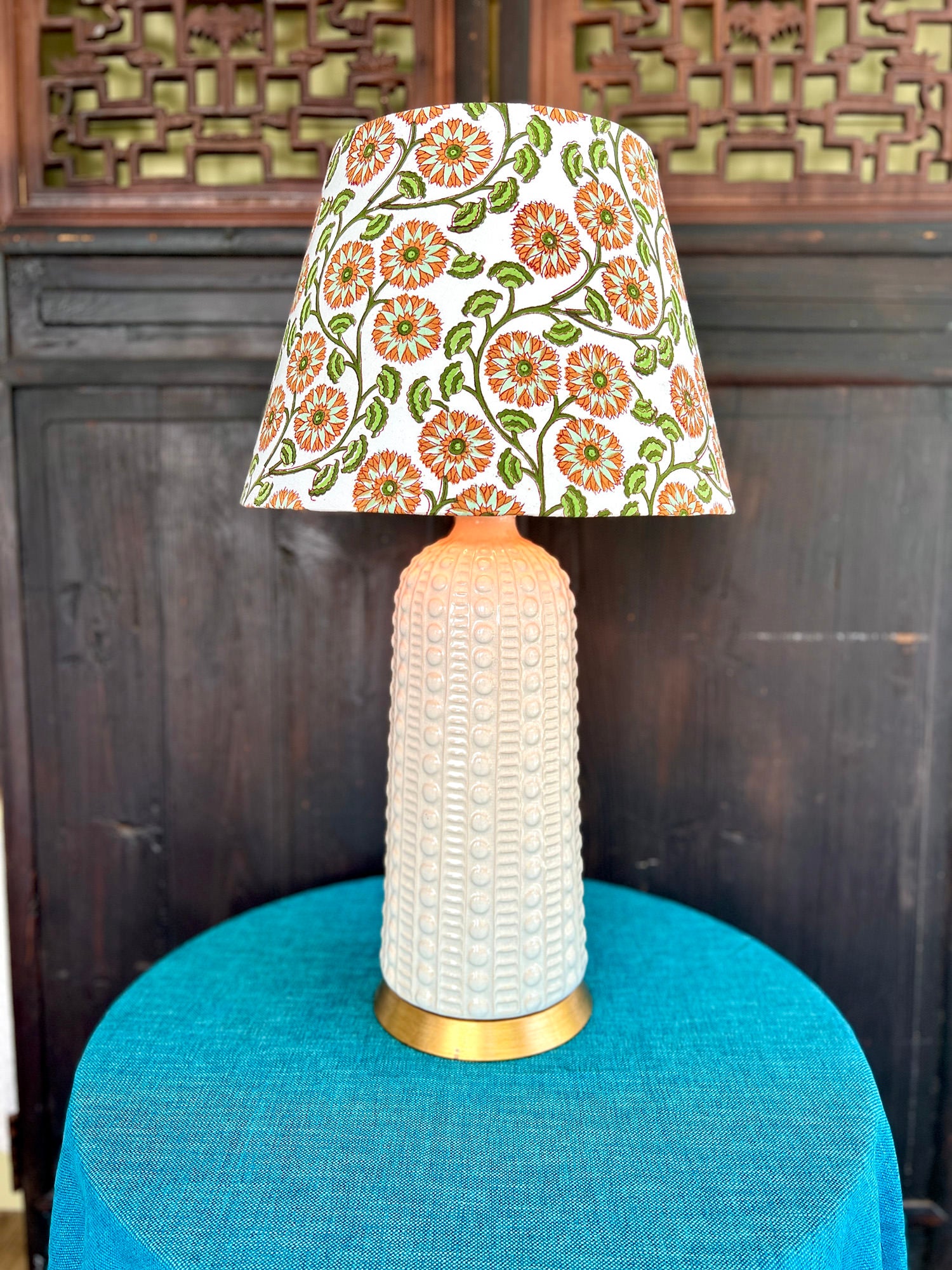 Emmylou / Floral Block Print Empire Lamp Shade