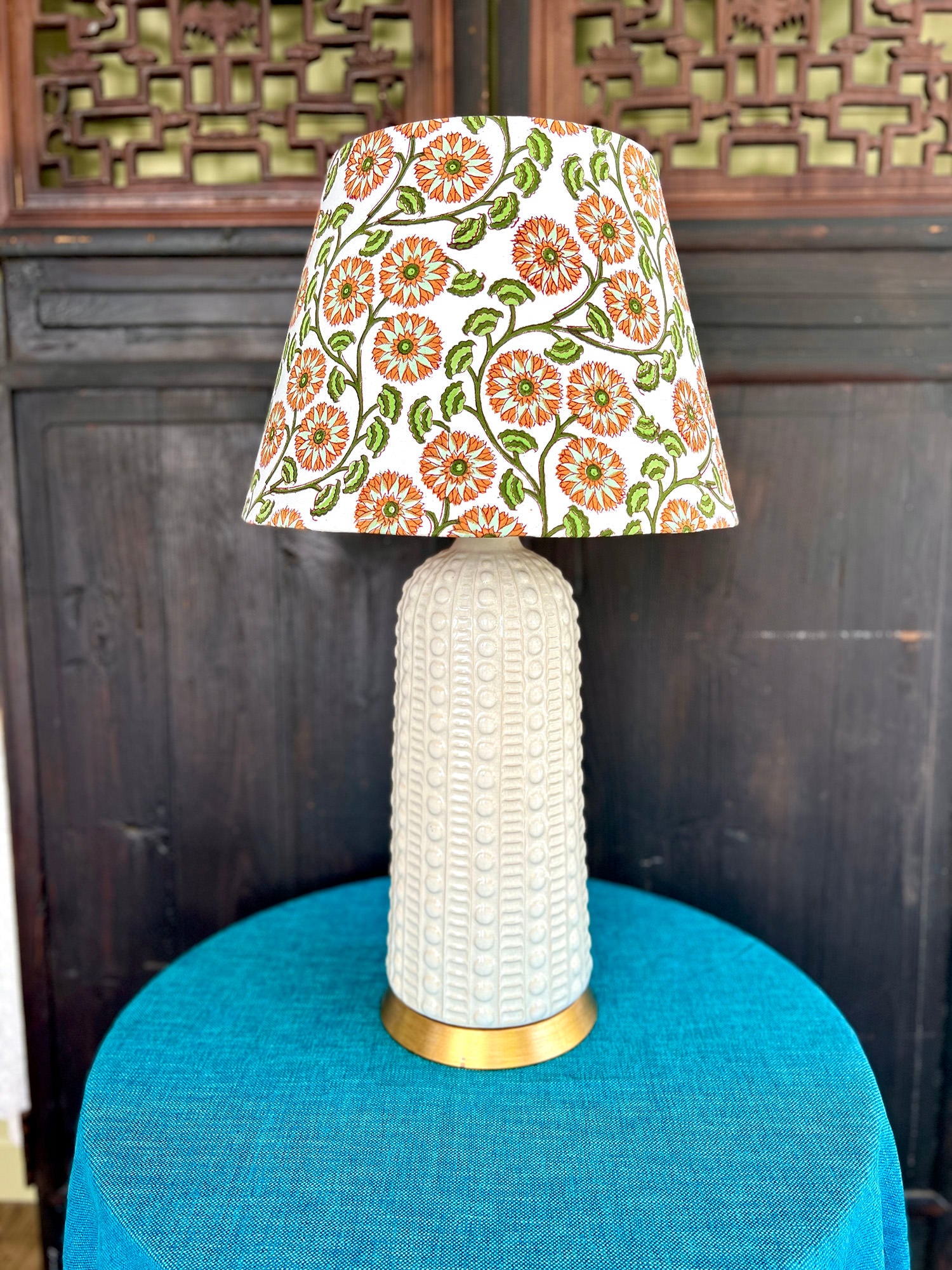 Emmylou / Floral Block Print Empire Lamp Shade