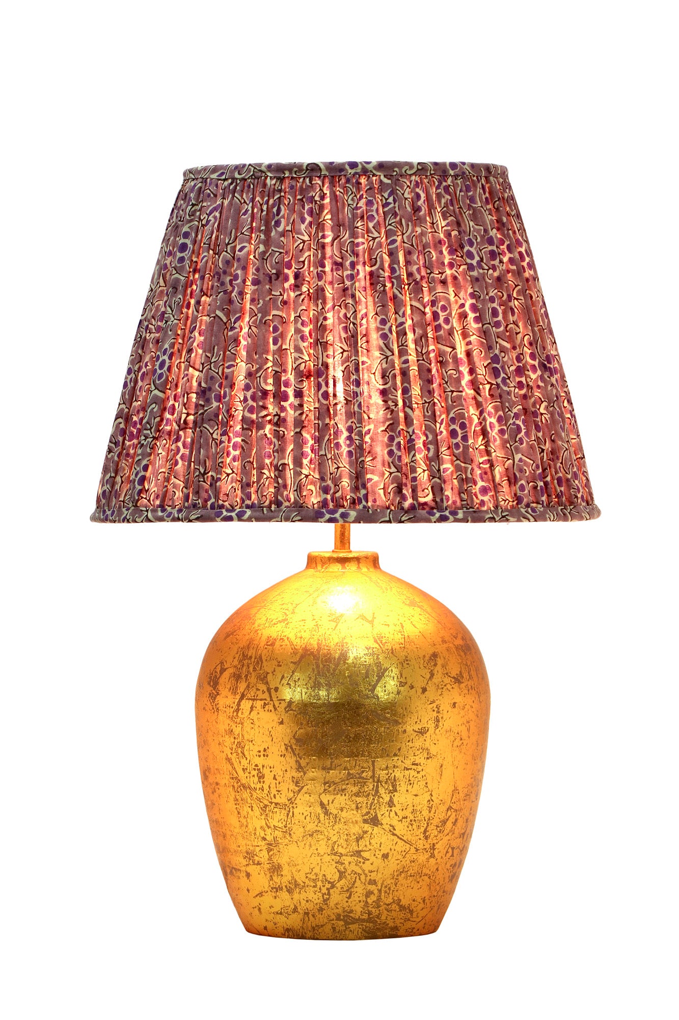 Evelyn / Violet and Purple Flowered Pleated Empire Lamp Shade