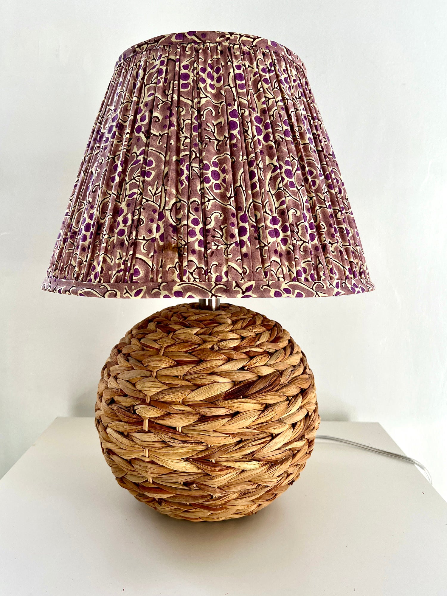 Evelyn / Violet and Purple Flowered Pleated Empire Lamp Shade