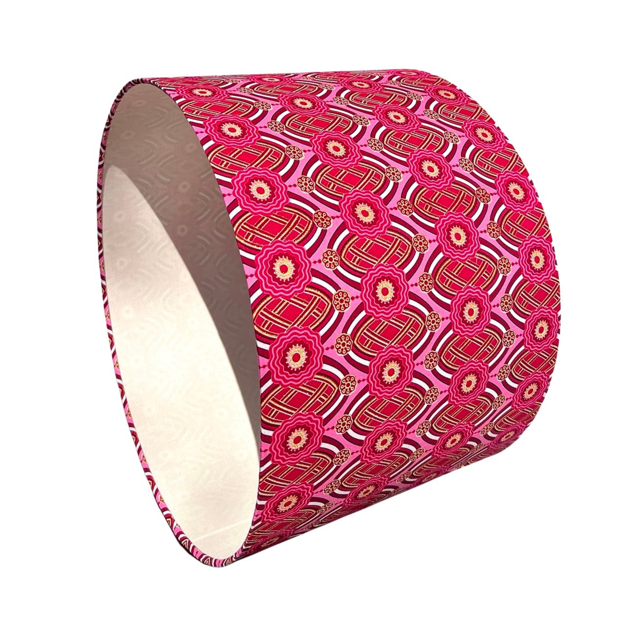 Georgina / Pink and Red Abstract African Drum Bespoke Lamp Shade