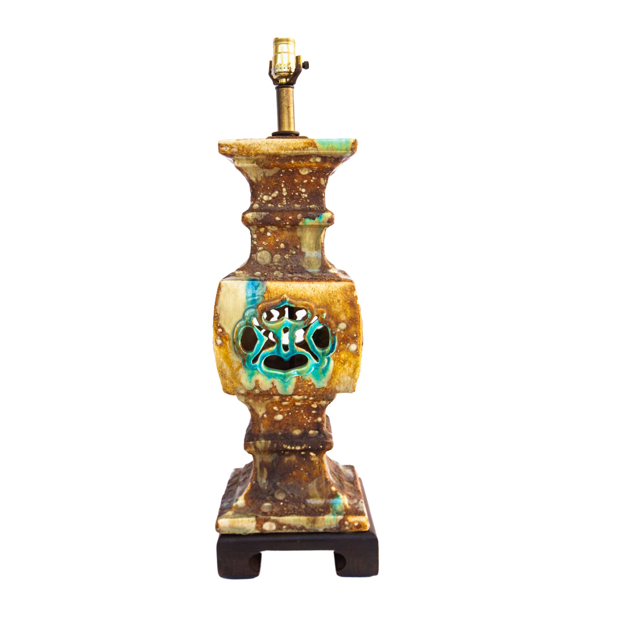 Midcentury Modern Glazed Turquoise Ceramic Lamp
